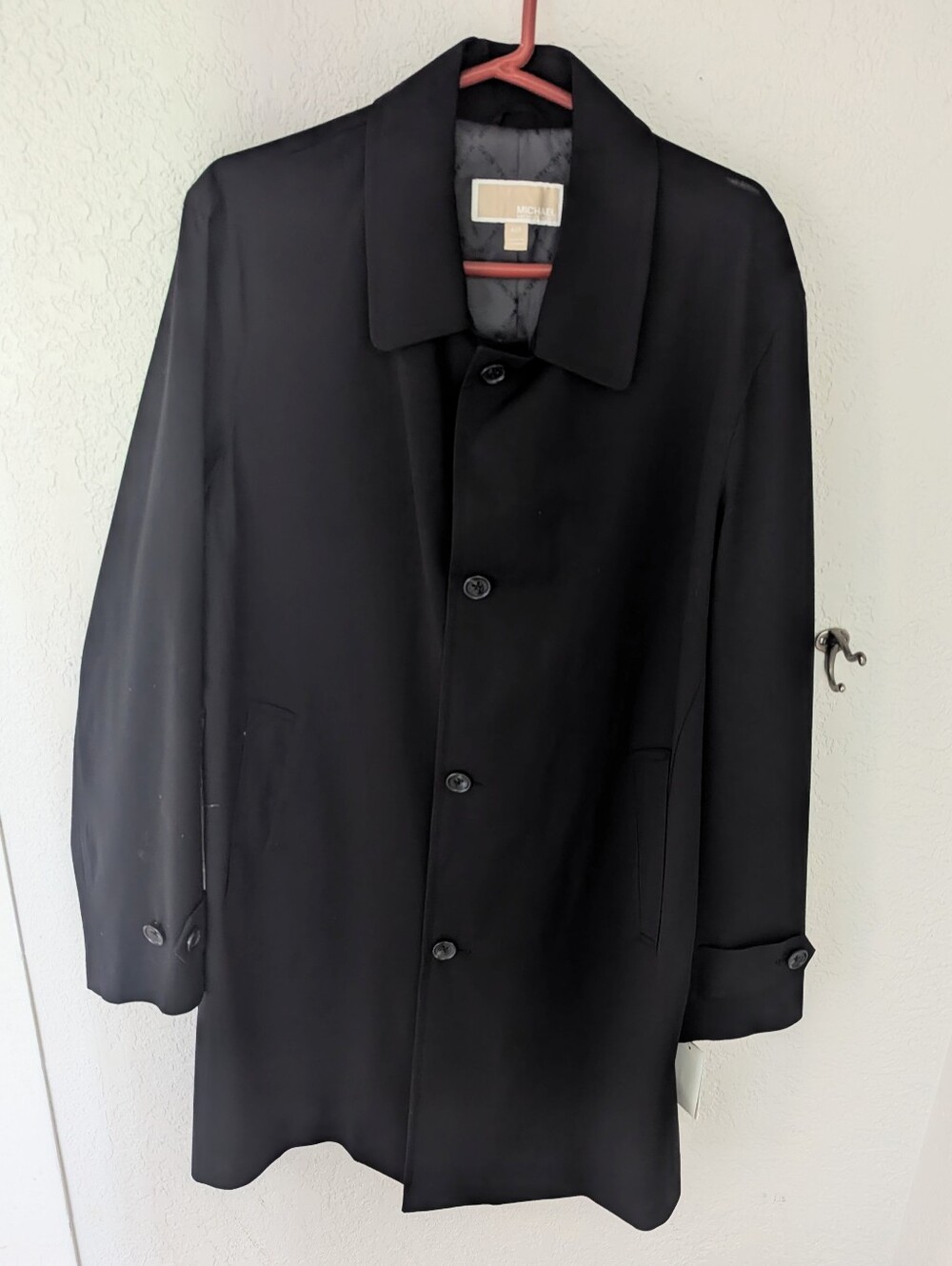 NWT Michael Kors Men's Black Single-Breasted Overcoat Classic Dress Coat Size 42